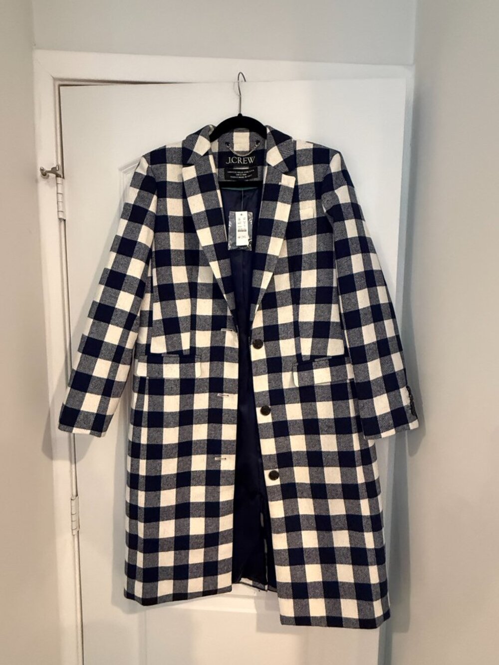 NWT J Crew Size 6 Alfie Topcoat in Buffalo Check Italian Wool - Picture 2 of 5
